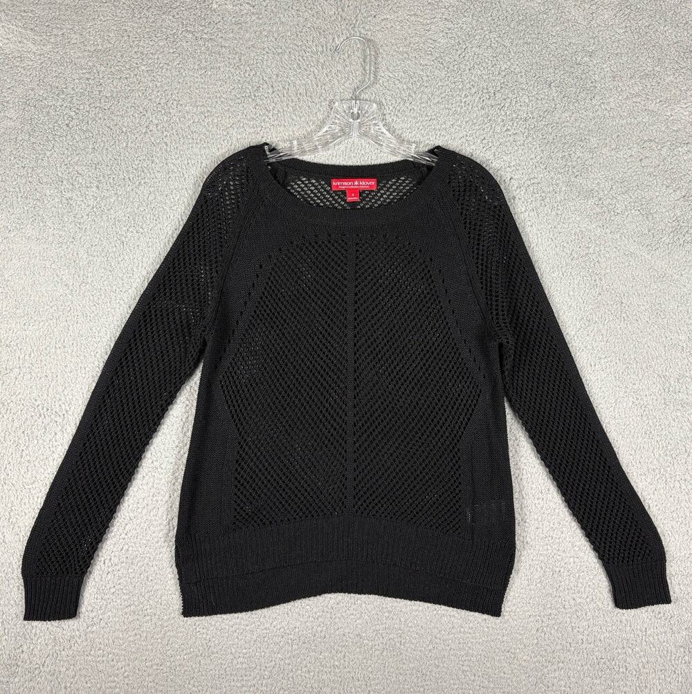 Krimson Klover Crochet Sweatshirt Women’s Small Black Hipster Grunge Goth City